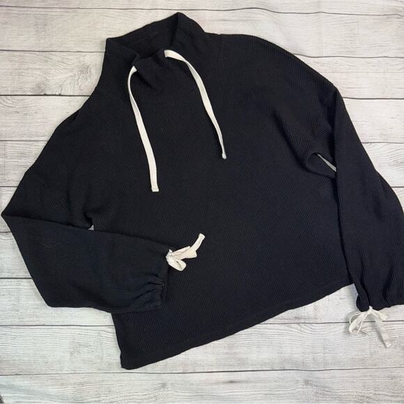 Miles by Madewell Women's Funnel Neck - Tie Sleeve Sweater Black Size Small - Picture 3 of 8